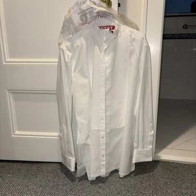 Camisa Esmoquin Charvet Para Hombre Puños Franceses Plisada Babero Blanca Talla 16 1/2 42 L Foto 1 de 4