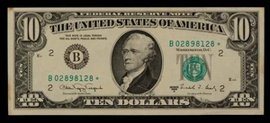 FR 2028-B* $10 1986 A Federal Reserve Note US - Star Note - XF - SKU-CA1879 - Picture 1 of 2