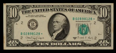 FR 2028-B* $10 1986 A Federal Reserve Note US - Star Note - XF - SKU-CA1879 - Image 1 of 2