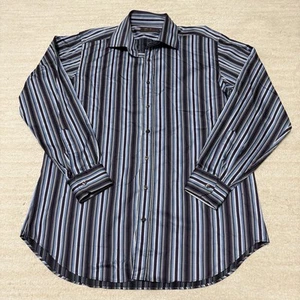 Etro Purple Blue Striped Button Down Shirt Business Classy Men's 44 Italy Made - Picture 1 of 6