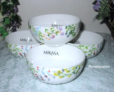 Mikasa Tivoli Garden Fruit / Dessert Bowls - Set of 4 - White Bone China - New - Image 1 of 4