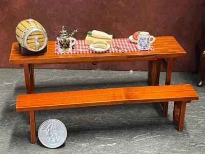 Mesa de cerveza miniatura para casa de muñecas y banco Reutter escala 1:12 F77 Dollys Gallery Foto 1 de 3