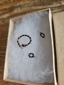 Vintage Artist Tiny Beaded Necklace and Earrings for Hitty or Fashion Doll - Picture 1 of 4