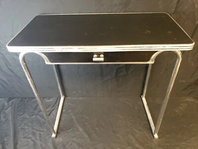Gilbert Rohde Art Deco Negro Cromo Consola Mesa Escritorio Máquina Edad Troy Sombrilla Foto 1 de 4