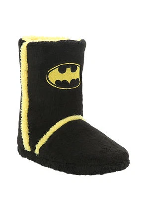 DC Comics Batman Bat LOGO Adult plush Sherpa Boots Super Hero Slippers Small NWT - Image 1 of 2