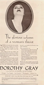 1929 PRINT AD: DOROTHY GRAY - THE GLORIOUS COLUMN OF A WOMAN'S THROAT - A45 - Picture 1 of 1