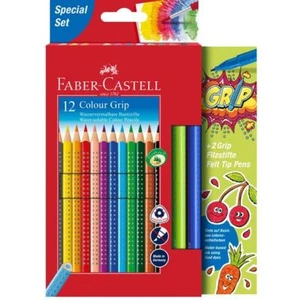 201640 Faber Castell lápiz de colores empuñadura de color 12 lápices de colores + 2 agarres lápices de fieltro - Imagen 1 de 1