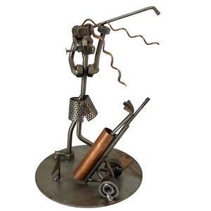 Hinz & Kunst Nuts and Bolts Female Golfer Figurine with Copper Golf Bag - Picture 1 of 7