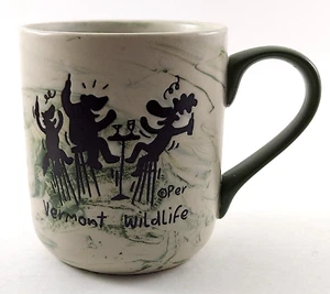 Vermont Wildlife Having a Party Coffee Mug Green Faux Marble Swirl ~ 14 Ounce - Picture 1 of 8