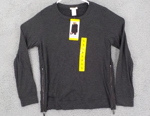 MATTY M SWEATSHIRT WOMENS SZ S CHARCOAL LONG SLEEVE ZIPPED SIDES LIGHTWEIGHT NWT - Picture 1 of 20