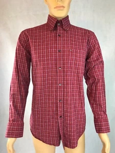 tommy hilfiger shirt men’s medium 80’s 2 Ply Fabric Red Plaid 100% Cotton Casual - Picture 1 of 10