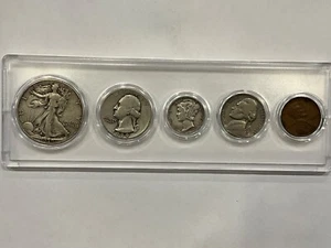 1939 GEBURTSJAHR 5 KURSMÜNZENSATZ - 90% SILBERMÜNZEN (3) ENTHALTEN - KURSMÜNZENSATZ - Bild 1 von 2