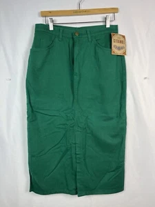 Vintage 80s NWT Green Gitano Denim Skirt Size 12 Y2K Streetwear Long 100% Cotton - Picture 1 of 7