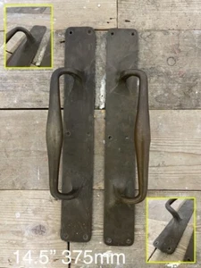 Pair Of Large Reclaimed Antique Phosphur Bronze Brass Door Handles 375mm - Picture 1 of 16