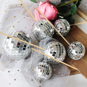 Glitter Mirror Ball Birthday Cake Toppers Disco Theme Party Cake Decoration 3-12 - Picture 1 of 16