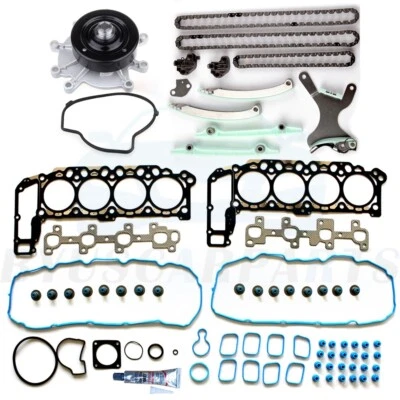 Head Gasket Set Timing Chain Water Pump For 2002-2003 Jeep Grand Cherokee 4.7L - Image 1 of 4