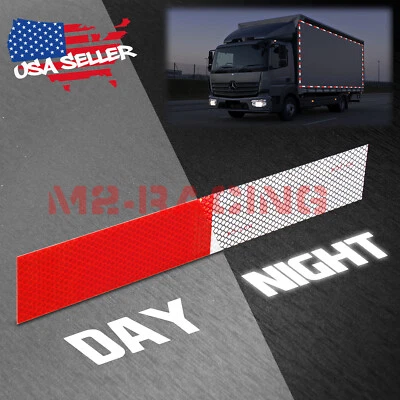 EZAUTOWRAP DOT-C2 Conspicuity Reflective Tape Red White 1 Foot Safety Warning Trailer RV