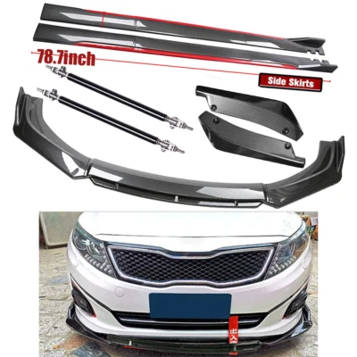Front Rear Bumper Lip+78.7"Side Skirt Extension For Kia Optima K5 Rio Forte Foto 1 de 4