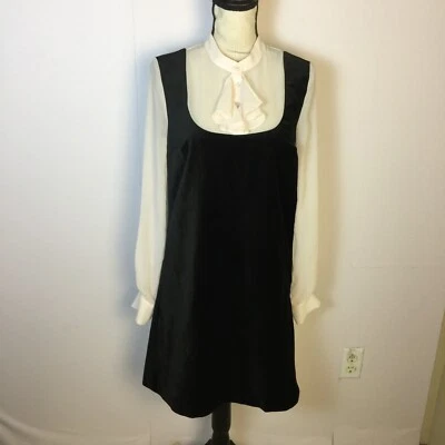 NWOT ModCloth Oh-My-Mod Dress Sz M Woman Black Velvet Long Sleeve Retro Cocktail - Image 1 of 4