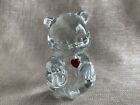 Fenton Clear Glass Bear with Red Heart Figurine Paperweight Valentine July