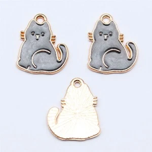 50 piezas Dijes KC Color Dorado Aleación Gris Esmalte Gato Dijes 17,4x14,5 mm Hágalo usted mismo Fabricación de joyas - Imagen 1 de 2