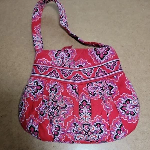 Vera Bradley FRANKLY SCARLET Red Pink floral Hannah small handbag - Picture 1 of 7
