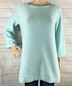 Purejill Tunic Sweater XS Pastel Aqua Blue Terry Knit 3/4 Flared Sleeve J. Jill  - Picture 1 of 12