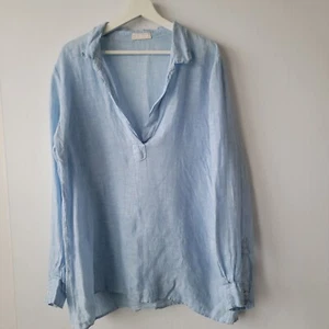 CP Shades womens tunic top size M 100% linen blue boho lagenlook - Picture 1 of 7