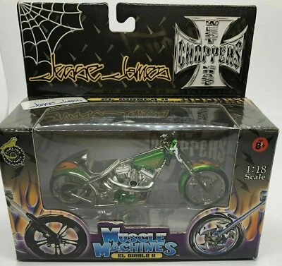 WEST COAST CHOPPERS JESSE JAMES EL DIABLO II 1/18 1:18 BIKE GREEN & ORANGE - Image 1 of 4