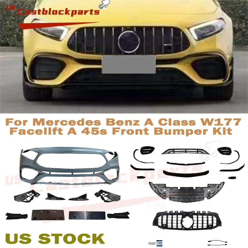 Kit de parachoques delantero para Mercedes-Benz Clase A A180 A300 W177 a A45S Kit de cubierta Foto 1 de 4
