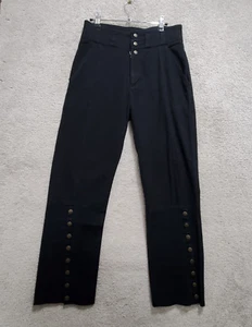 Necessary Evil Pants Womens S Black High Rise Snap Bottom Goth Punk Y2K Whimsy - Picture 1 of 13