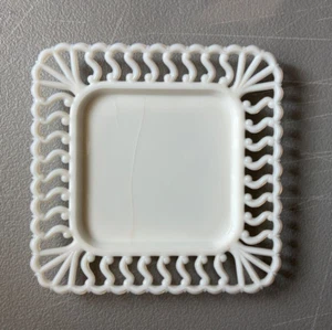 Square 8.75" Milk Glass Trinket Victorian Plate Art Deco Candy Dish White Dish - Picture 1 of 12