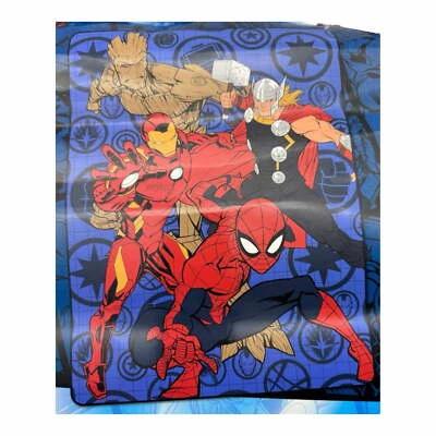 Avengers Twin/Full Raschel Blanket Spiderman Ironman Thor Groot - Image 1 of 3