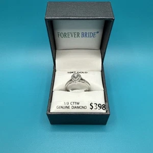 HERMOSOS DIAMANTES DE ORO BLANCO MACIZO DE 10K 1/3 CTTW talla 7 Forever Bride ¡NUEVOS! - Imagen 1 de 16