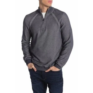 Tailor Vintage Mens Birdseye Reversible 1/4 Zip Knit Pullover in Navy MSRP $108 - Picture 1 of 5