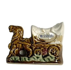Vintage Horse Covered Wagon Mini Toothpick Holder Ceramic Stagecoach Missouri - Picture 1 of 11