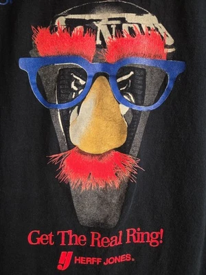 De colección Años 90 HERFF JONES '¡Consigue el Anillo Real! Camiseta negra puntada única XL 22x29  Foto 1 de 4