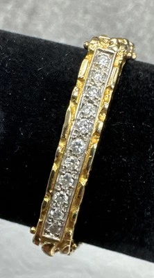 14K желтое золото 1/2 карата канал набор бриллиант самородок стиль 7,5» браслет Wt 27,9 г - Изображение 1 из 4