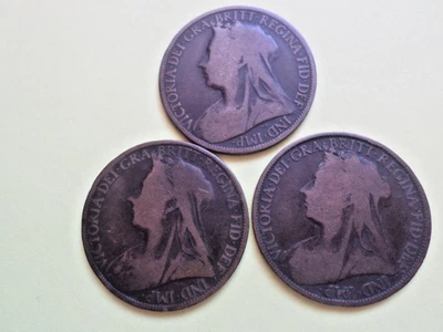 UNITED KINGDOM 1 PENNY  VICTORIA  1896,1897,1898,RARE COINS. - Image 1 of 2
