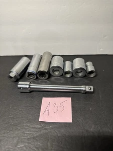 Craftsman 1/2" Drive 6 Piece 6 Pt Point SAE Socket Set Chrome & 1 Cobalt Brand - Picture 1 of 12