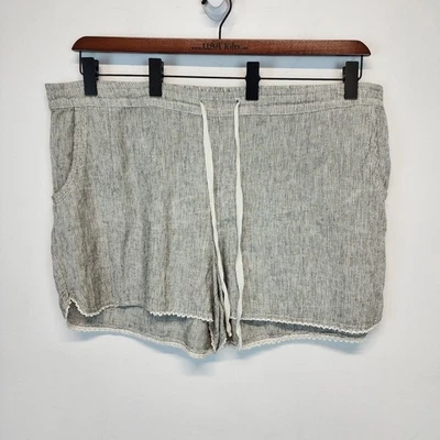 Pantalones Cortos Nordstrom Caslon Mezcla de Lino a Rayas Talla 3X Dobladillo de Crochet Informales Foto 1 de 4