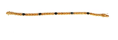 Brazalete Tenis Plata de Ley 925 Zafiro Azul Oro Vermeil Talla 7 Foto 1 de 4