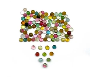 Natural Multi Tourmaline Round Cabochon Loose Gemstone Lot 63 Pcs 3.75 MM 15 CT - Picture 1 of 6