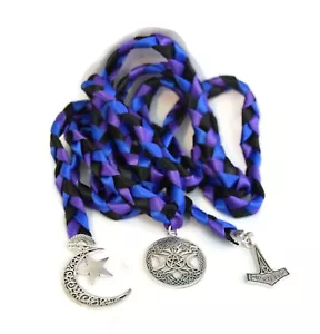 Royal Schwarz & Lila 3 Charm Dreifachmond Nordisch Heidnisch Hochzeit Handfasten Kordel - Bild 1 von 5