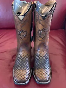 $378 CUADRA Western Grabado Bordado Tejido Botas CU500 | Marrón Miel | EE. UU. 11 - Imagen 1 de 23
