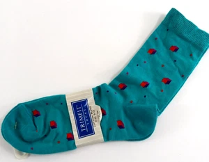 Vintage Trim Fit Socks Children's Size 9-11 Teal Red Purple Geometric New - Picture 1 of 4