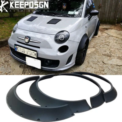 For Fiat 500 Abarth 4PCS Set Fender Flares Extra Wide Body Kit Wheel Arches - Image 1 of 4
