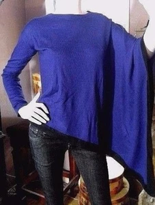 Catherine Malandrino SWEATER PONCHO SLEEVE STYLE, PURPLE/BLACK ASYMMETRICAL NWT - Picture 1 of 3