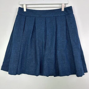 Banana Republic Plissee A Linie Web Tweed Rock Navy Blau Schwarz Gr. 6 - Bild 1 von 5