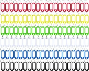 120 Stück Kunststoff Schlüsselschilder mit Etikett Fenster ID-Tag & geteilter Ring Schlüsselanhänger 6 Farben - Bild 1 von 2